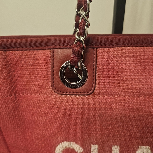 Chanel Deauville Tote Red Canvas 31 Rue Cambon - Picture 3 of 16